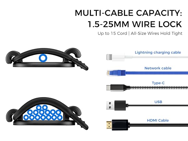 elastic cable clip under desk cable management phone charger holder for nightstand