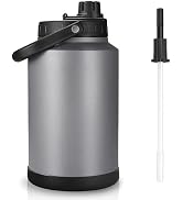 Sursip 1 Gallon Insulated Water Jug wtih Straw, Stainless Steel Large Sports one Gallon Water Bot...