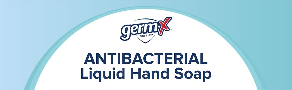 Germ X liquid hand soap with pump wash cleaning bathroom, office, kitchen, school