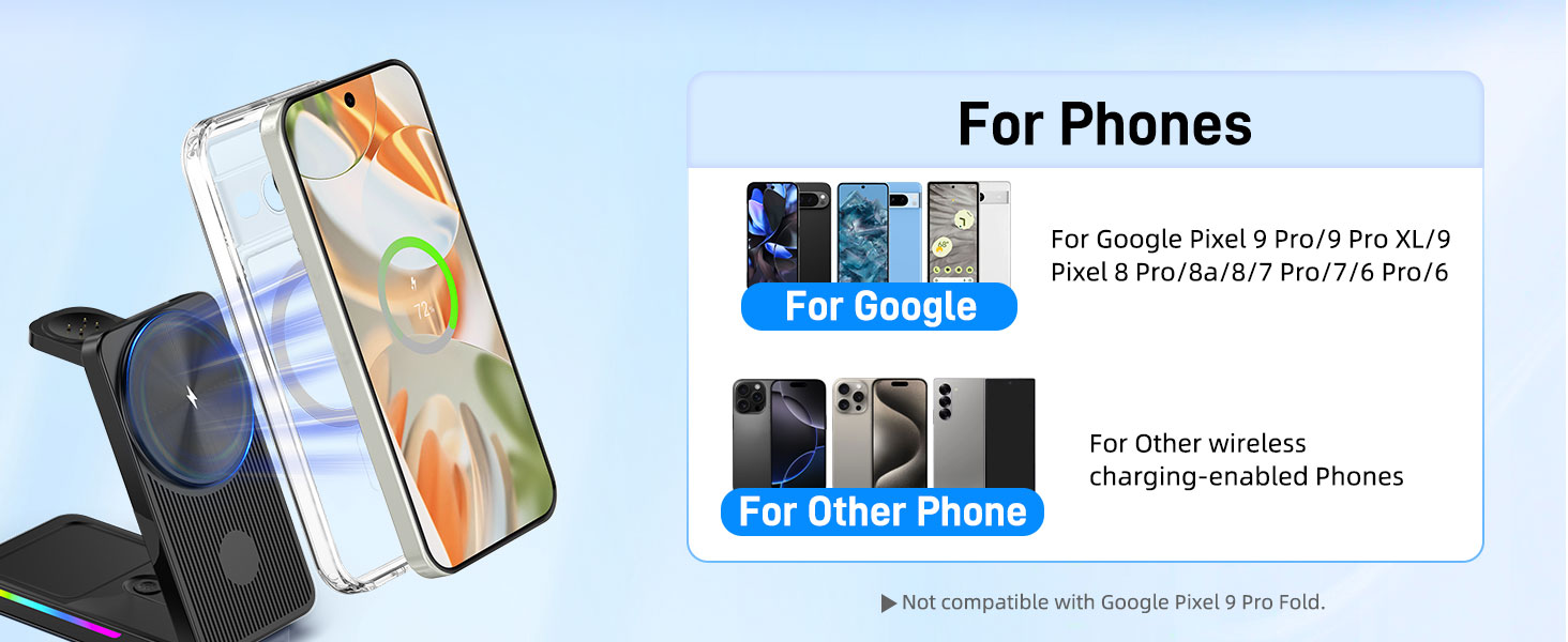 google pixel watch charger pixel stand pixel wireless charger 3 in 1 Wireless Charger for Google