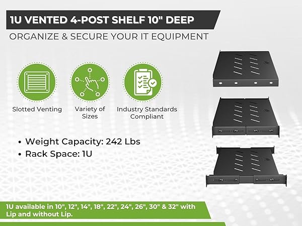 NavePoint 1U Vented 4-Post Shelf