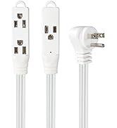 3 Outlet Extension Cord with Flat Plug White - 12FT 3 Outlet Flat Plug Extension Cord, 90 Degree ...