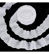FINGERINSPIRE 15 Yards Cotton Lace Trim 1-5/8 inch White Cotton Eyelet Lace Ribbon Floral Embroid...
