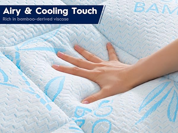 Cooling bamboo-derived viscose surface helps create a fresh and airy sleep feel
