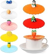 Luxshiny 8Pcs Silicone Cup Lids Mug Cover, Airtight Mug Covers Coffee Cup Mug Covers Drink Cup Co...