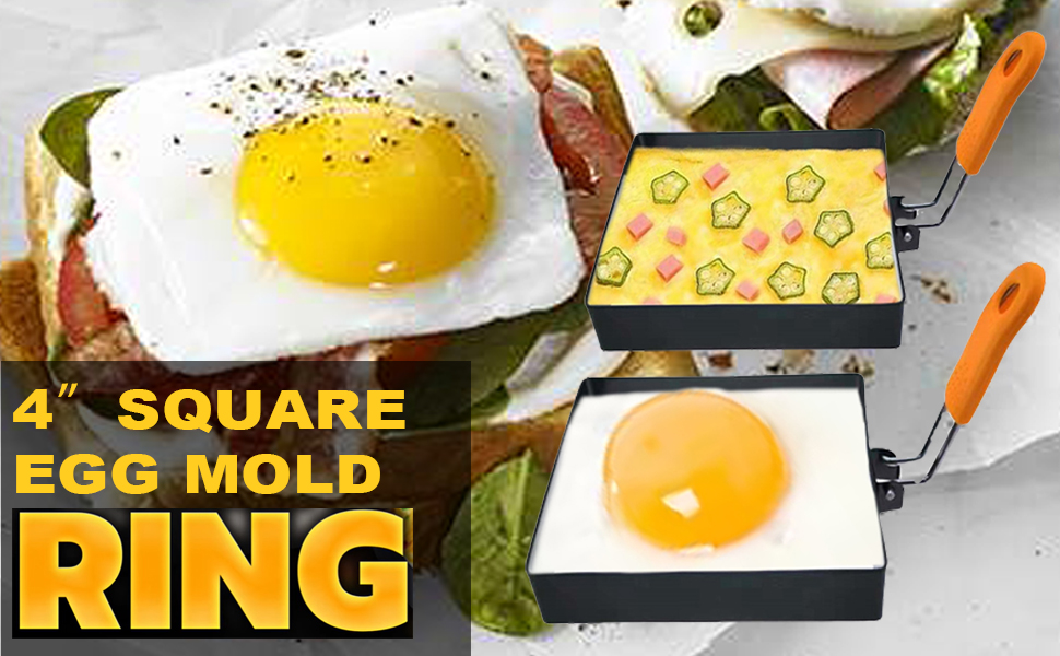 2 pcs square 4 inch egg ring mold maker