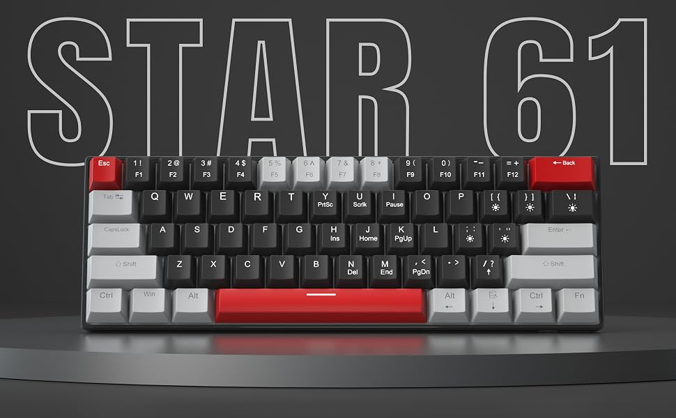 60% portable mechanical gaming keyboard with linear red switches