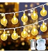 Minetom Crystal Globe String Lights Battery Operated - 33 ft 60 LED Globe Fairy Lights with Remot...