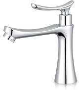 Bathroom Faucet Cold Only,Single Handle Single Hole Basin Sink Faucet Deck Mount Lavatory Faucets...