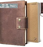 Albero Refillable Leather Journal - Genuine Leather Cover - 2 Premium Notebooks (Lined and Blank)...