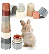 Haodlay 16 Pcs Stacking Cups for Rabbits,Bunny Cups Stackable Guinea Pig | Stacking Cups Colorful...