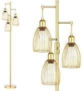 Dimmable Floor Lamp, 3 x 800LM LED Edison Bulbs Included, Farmhouse Industrial Floor Lamp Standin...