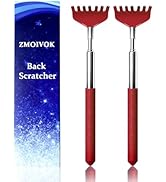ZMOIVOK 2 Pack Back scratchers Set,Rubber Handles and Stainless Scratch Heads Back Scratcher Exte...
