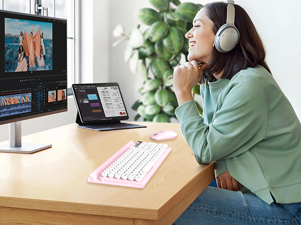 Wireless Typewriter Keyboard and Mouse