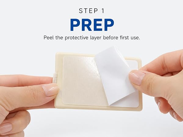 VUELL puff peeling protective layer to reveal oil blotting film adhesive