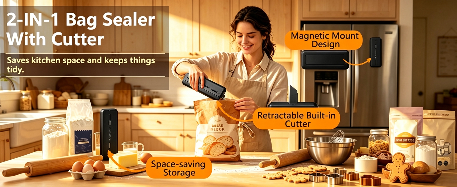 mini bag sealer bag sealer with cutter and magnet chip bag sealer magnetic sealer magnetic fridge