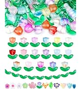 FIVEIZERO 340PCS Glass Tulip Flower Beads, 17 Colors Crystal Floral Bead Charms for Bracelets, Ne...