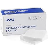 JMU 200 Gauze Pads 4x4, 4-Ply Non Woven Gauze Sponges, Non-Sterile Gauze for First Aid, Surgical