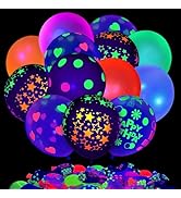 14 Inch UV Neon Balloons, UV Black Light Balloons Glow in the dark for Birthday Decorations Weddi...