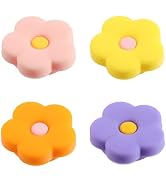 GORGECRAFT 4Pcs 4 Colors Silicone Joycon Thumb Grip Flower Joystick Caps Soft Round Protective An...