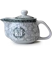 Chinese Teapot 17oz Porcelain Tea Pot Stainless Filter Wire Kettle Infuser for Home Office