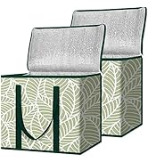BALEINE 2Pk Insulated Reusable Grocery Bags, Collapsible Cooler Bag for Groceries, Heavy Duty Lar...