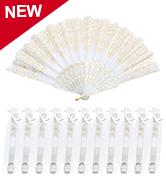 EOSAU 12 Packs White Folding Hand Fans for Women Foldable, Bulk Fans Handheld for Wedding Party F...