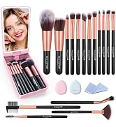 Makeup Brushes with Case, 20PCs Travel Makeup Brush Set, Foundation Concealer Blush Eyeshadow Bru...