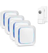 Wireless Doorbell Kit, Coolqiya Door Bell Chime with 2 Waterproof Transmitters and 4 Plug-in Rece...