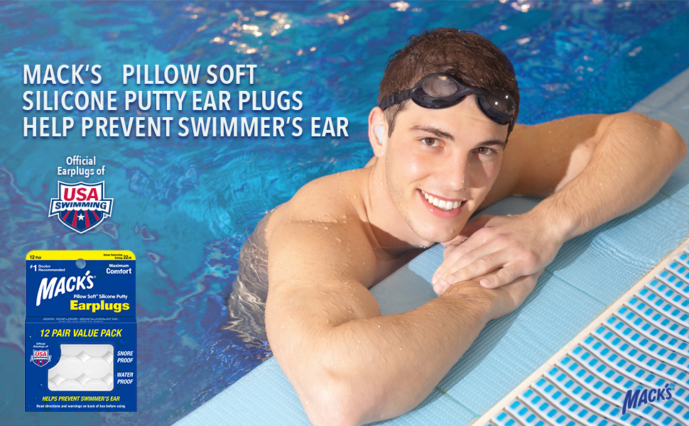 Ear Plugs for Sleeping, Ear Plugs for Swimming, Macks Earplugs, Silicone Ear Plugs