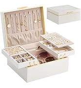 Lolalet Jewelry Box Organizer for Women Girls, 2 Layer Jewelry Organizers and Storage for Necklac...