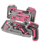 Hi-Spec Electric Cordless Tool Set, 35pc Small Essential Pink 3.6V USB Power Screwdriver & Hand T...