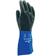 SHOWA CHM Neoprene Over Natural Rubber Latex Chemical Resistant Safety Glove with Cotton Flock Li...