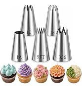 Suuker Large Piping Tips Set, 5 Piece Stainless Steel Cake Decorating Tips for Icing and Frosting...
