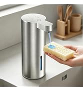 Touchless Automatic Liquid Soap Dispenser, Stainless Steel, 4 Levels Adjustable, Type-C Rechargea...
