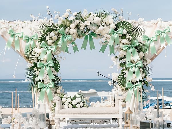 sage green bow banner