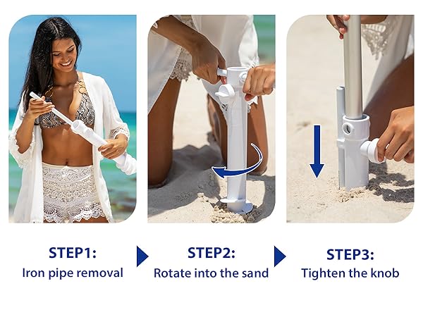 sand anchor drill tighten knob carrying bag beach umbrellas for sand heavy duty wind portable