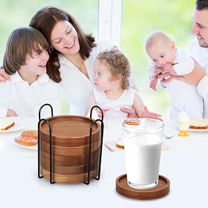 wood coasters with holder