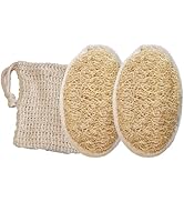 JouiiSiYa Natural Loofah Sponge Set with Soap Bag, Body Exfoliating Loofah Bath Scrubber for Show...