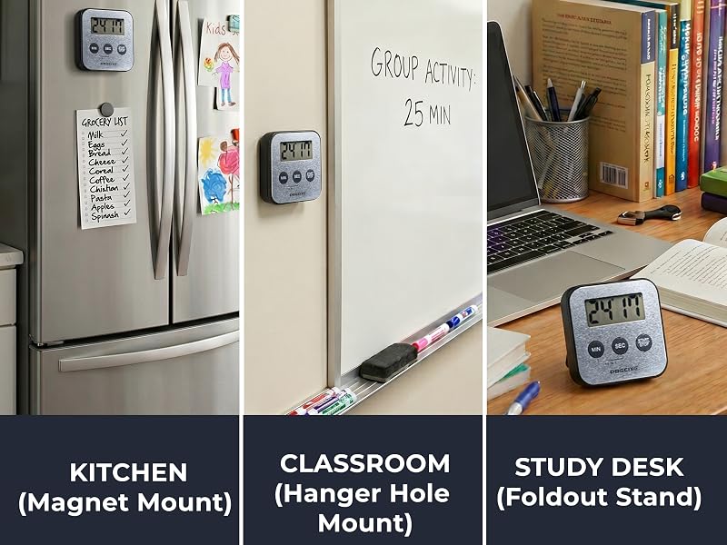 Three mounting options. Magnet. Hanger Hole. Foldout stand