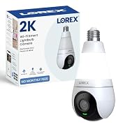 Lorex 2K Wi-Fi Smart Lightbulb Camera | E26/E27 Socket | Pan-Tilt View, Color Night Vision, Perso...