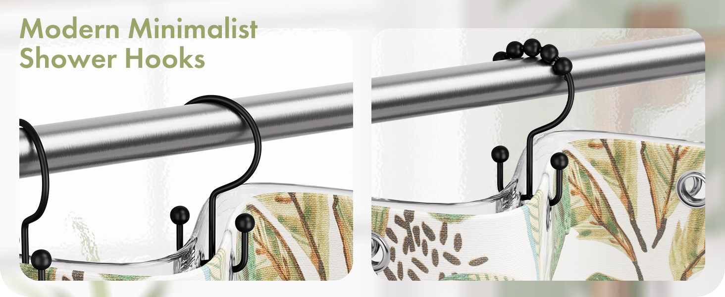 Amazer 12PCS Minimalist Simple Double Shower Curtain Hooks