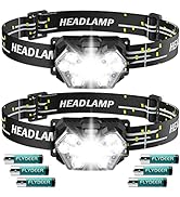 Lsnisni 9 LED Headlamp 2 Pack, 2000 Lumen Super Bright Head Lamp with 6 Modes, IPX5 Waterproof He...