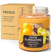 Orange & Vanilla Odor Eliminating Candles for Home Scented 12oz, Eliminates 99% of Pet, Smoke, Fo...