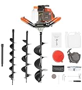 71CC Auger Post Hole Digger, 2 Stroke Gas Powered Earth Post Hole Digger with 3 Earth Drill Bits ...