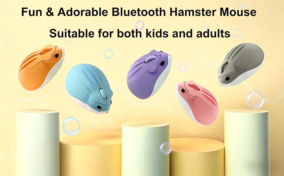 Wireless Mouse Cute Hamster Shape Silent Click Portable Men Women Adults School Office Work Gift