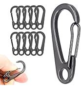 DOKEEP 10PCS 1.77 Inch Stainless Steel Clip Spring-Snap Hook, EDC Mini Carabiner Custom Quick Rel...