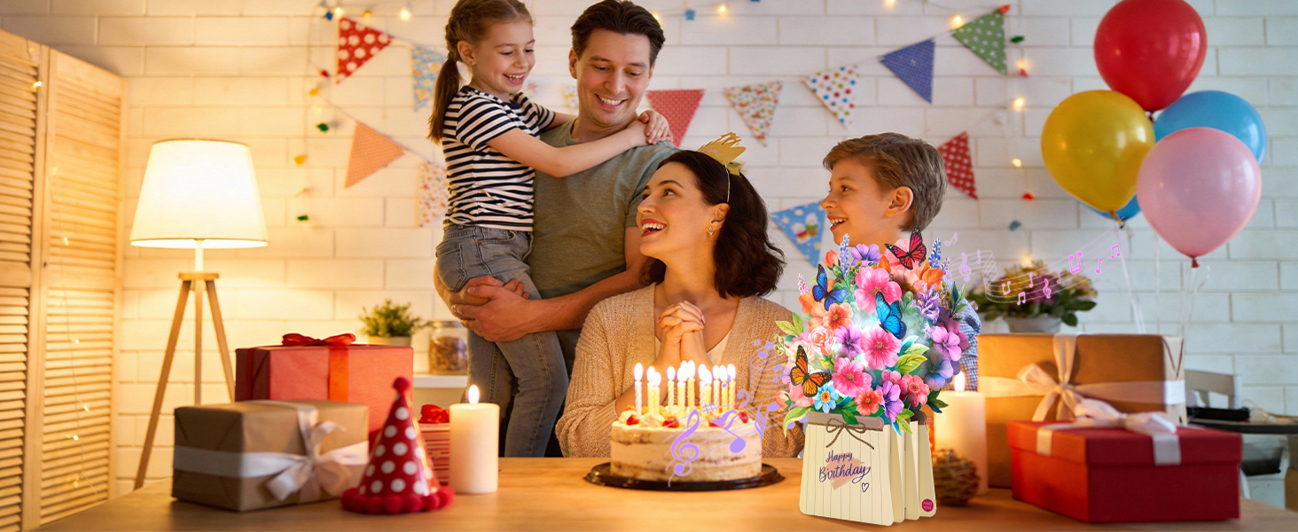 Musical and Lighting Pop Up Birthday Card for Mom
