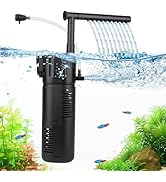 hygger Aquarium Internal Filter for 5-15 Gallon Tank, Flow Rate Adjustable 4 in 1 Submersible Fis...