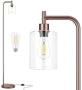Ziisee Floor Lamps for Living Room - Industrial Standing Lamp with Glass Shade, Modern Floor Lamp...